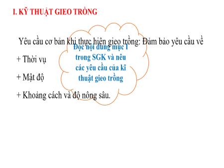 Bài giảng Công nghệ Lớp 7 Sách Kết nối tri thức - Bài 3: Gieo trồng chăm sóc (Tiết 1)