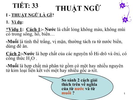 Bài giảng Ngữ văn Lớp 7 Sách Kết nối tri thức - Tiết 33: Thuật ngữ - Trường THCS Thị trấn Gôi