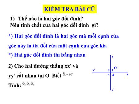 Bài giảng Toán Lớp 7 - Tiết 3: Hai đường thẳng vuông góc