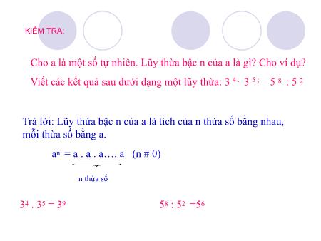 Bài giảng Toán Lớp 7 - Tiết 6: Lũy thừa của một số hữu tỉ