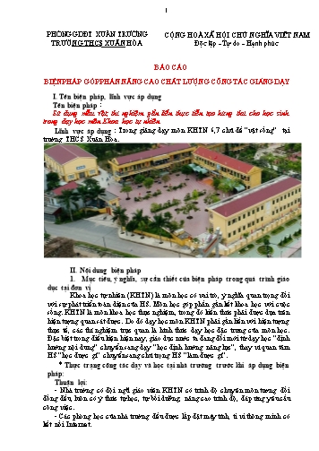SKKN Sử dụng mẫu vật, thí nghiệm gắn liền thực tiễn tạo hứng thú cho học sinh trong dạy học môn Khoa học tự nhiên