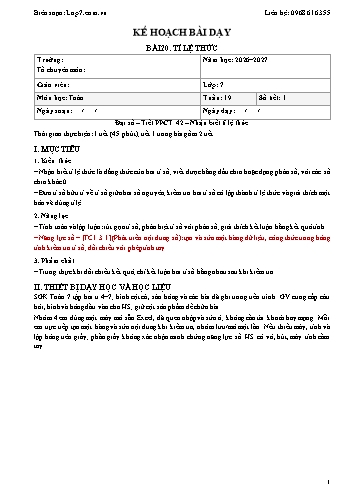 Giáo án Toán lớp 7 - Tuần 19 - Tích hợp năng lực số và AI năm học 2026-2027