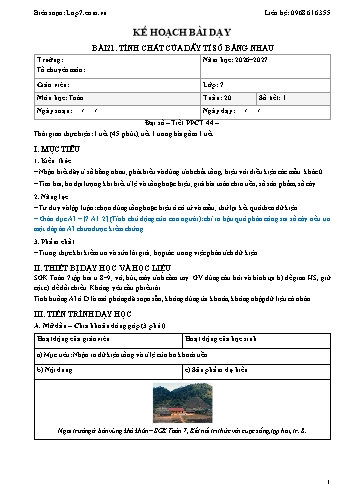 Giáo án Toán lớp 7 - Tuần 20 - Tích hợp năng lực số và AI năm học 2026-2027